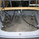 The engine bay, prepped for the new engine.